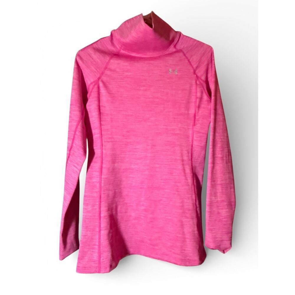 Under Armour Women’s Pink Mock Neck Long Sleeve Lightweight Athletic Top Small - Picture 2 of 6
